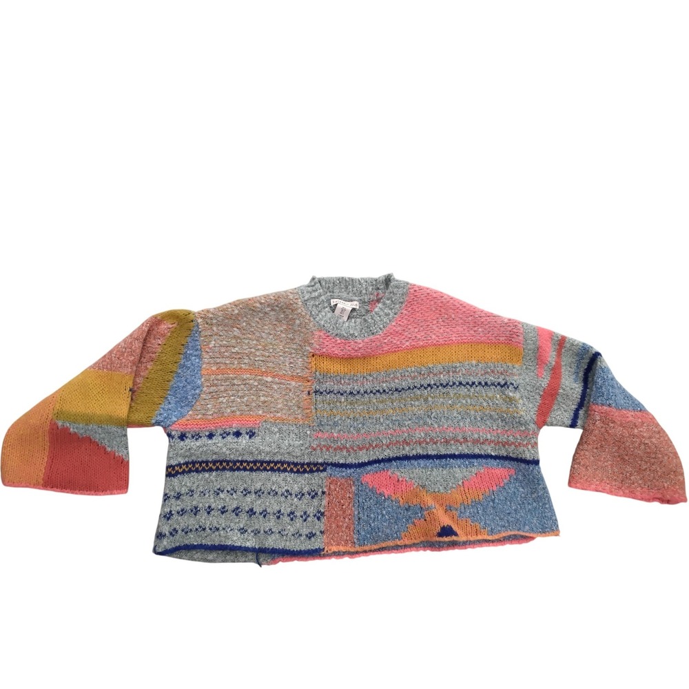 Sincerely Jules‎ Women Patchwork Knit Sweater Multi Color Crewneck STX184B Small